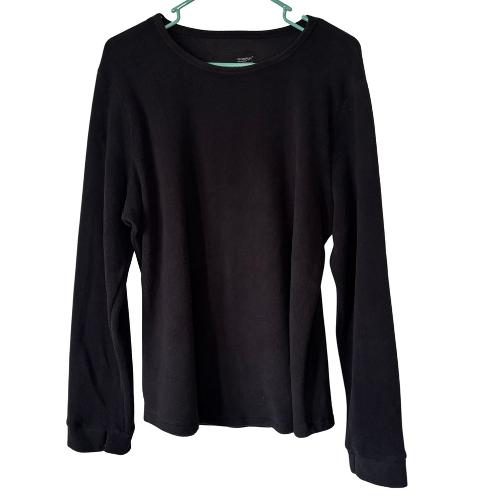 3/$20 Climate Right by Cuddl Duds Black Long Sleeve Fleece Shirt